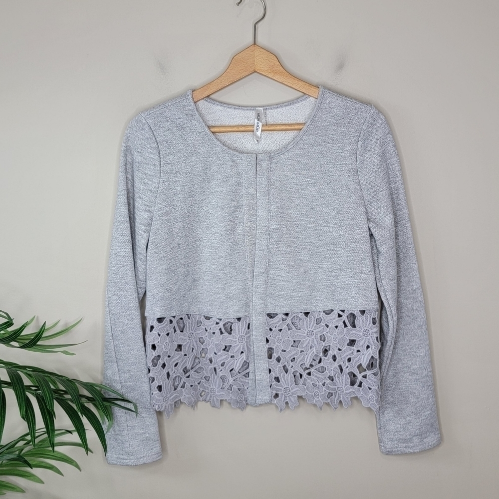 Mur Mur Gray Cutout Hem Sweatshirt Cardigan Size Small
